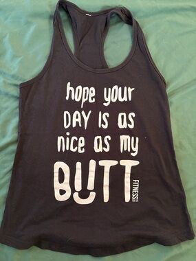 Black Graphic Racerback Tank Top